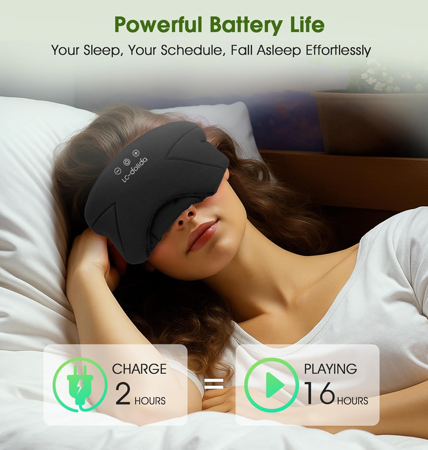 Sleep Mask with Headphones Bluetooth 5.4, LC-dolida Wireless Music Eye Mask for Sleeping Headphones with Soft Bamboo Cotton Cooling Breathable,Ultra-Thin Stereo Speaker for Side Sleepers
