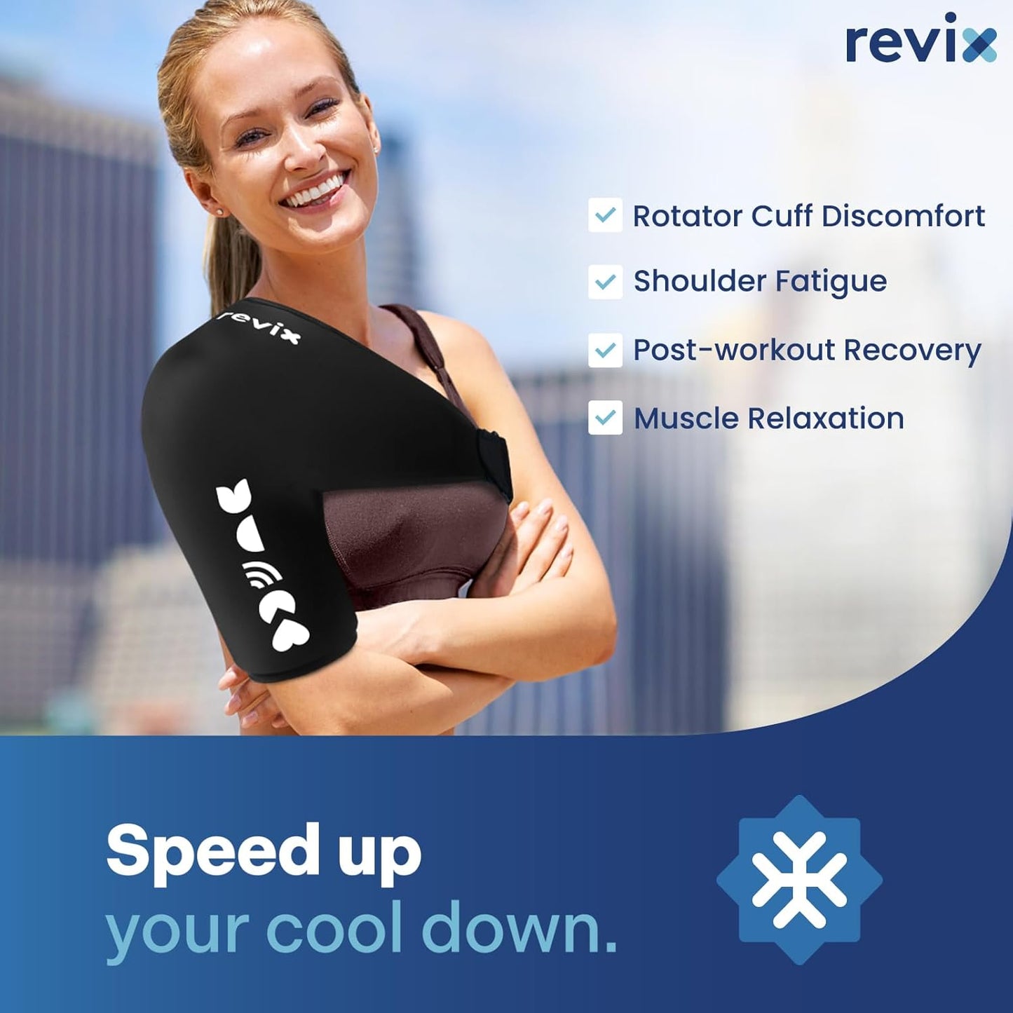 REVIX Shoulder Ice Pack Wrap for Rotator Cuff and Arm, Reusable Gel Cold Wrap with Compression for Targeted Area, Soothing Discomfort & Fatigue, Easy to Put On & Take Off, Flexible Fit for Men & Women