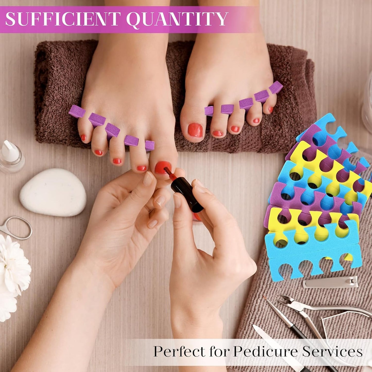 LemonRoad 300 Pcs (150 Pairs) Sponge Toe Separator Pedicure Finger Separator Tool Toe Divider Spacer Soft for Polishing Pedicure Manicure Coating Gel Painting Nail Beauty Accessory(Classic Color)