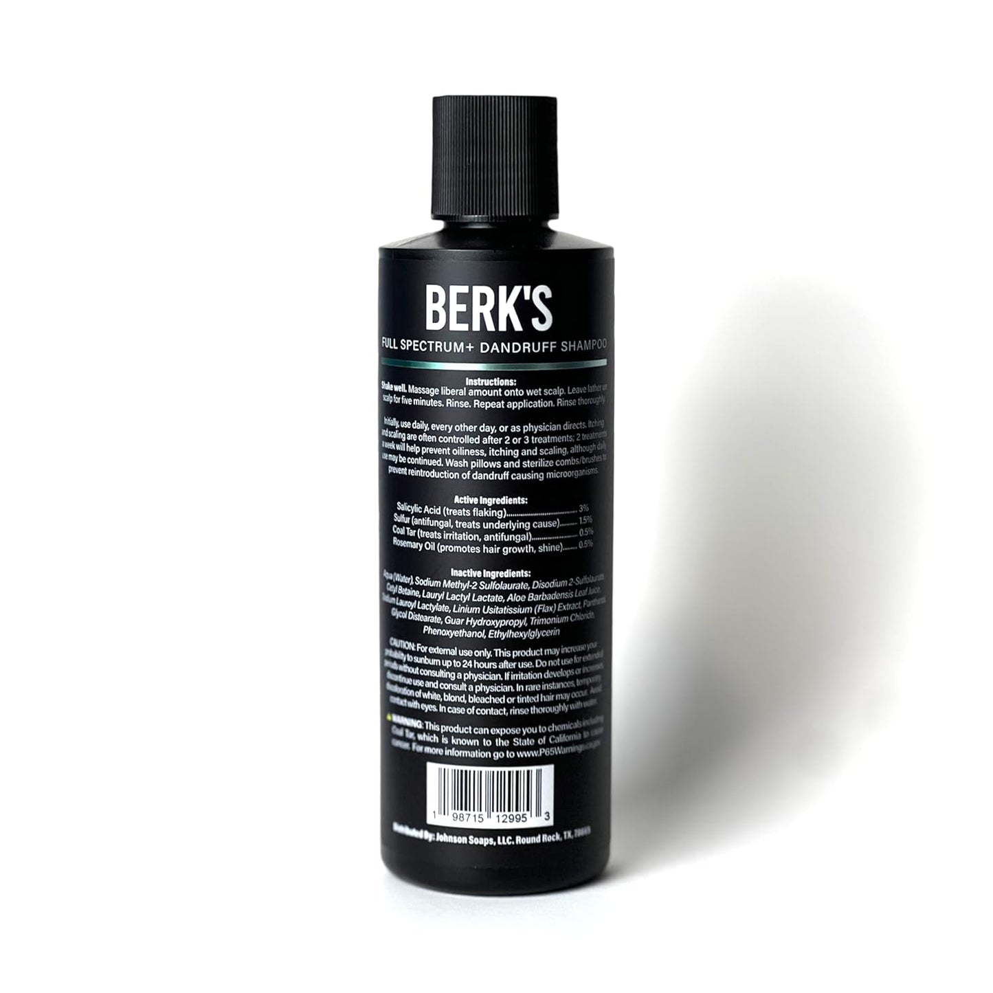 Berk's Full Spectrum Dandruff Shampoo with Coal Tar, Salicylic Acid, Sulfur, and Rosemary Oil, 8 Fl Oz (2-pack)