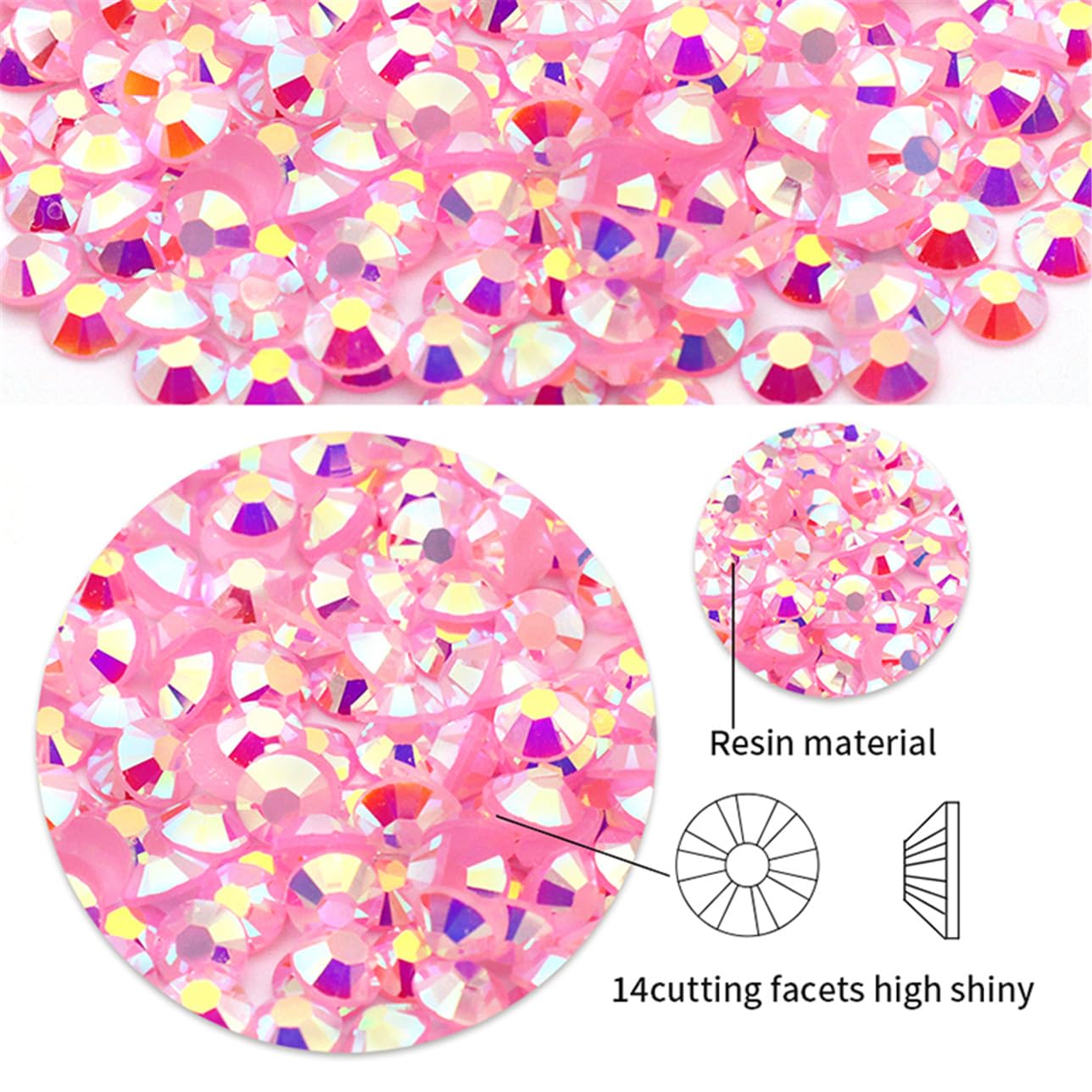 2250 Pcs SS16 4mm AB Flatback Rhinestones for Nails Art Crafts Glitter Round Shine Gems Crystals DIY Clothes Shoes （Black-Bottom RoseRed AB）