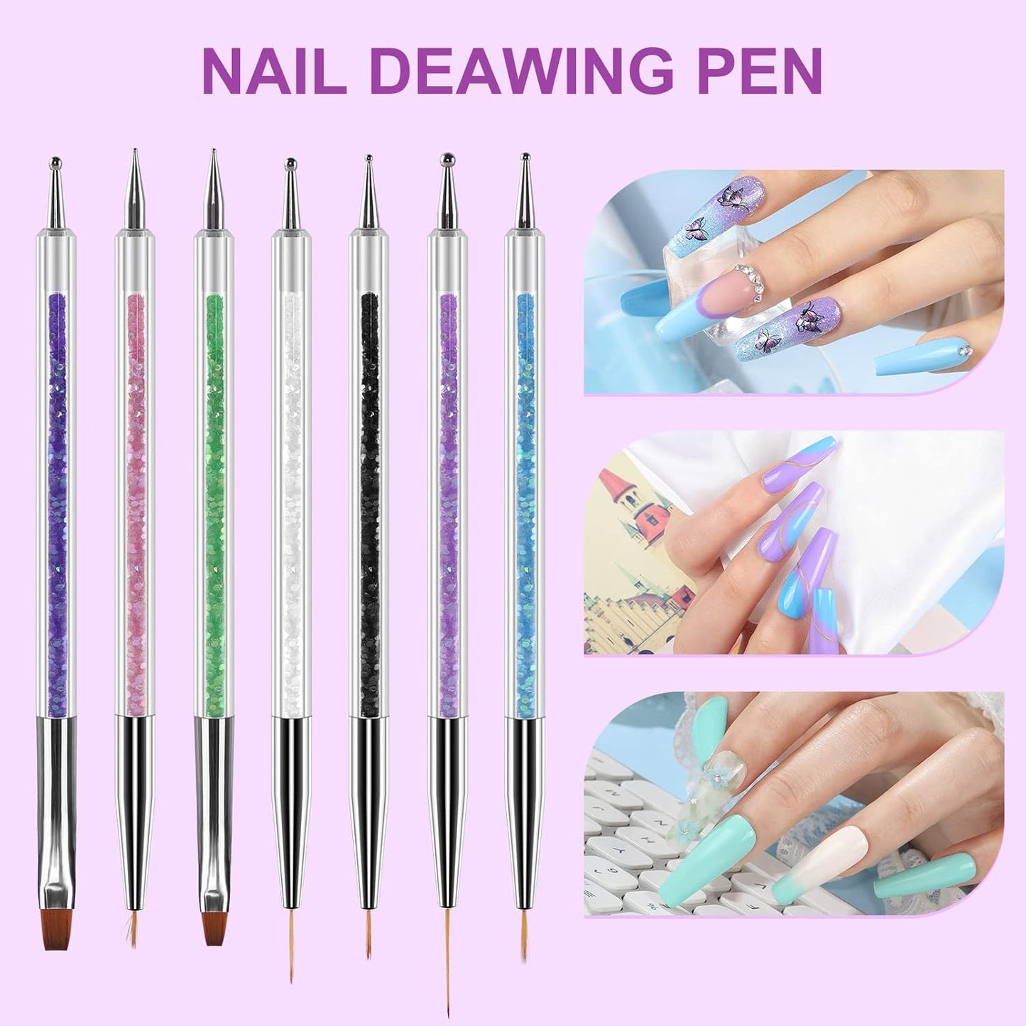Artdone 9PC Nail Art Brushes Set - Liner Brush, Dotting Pen, Gel Polish Painting Tools For Nail Art Design