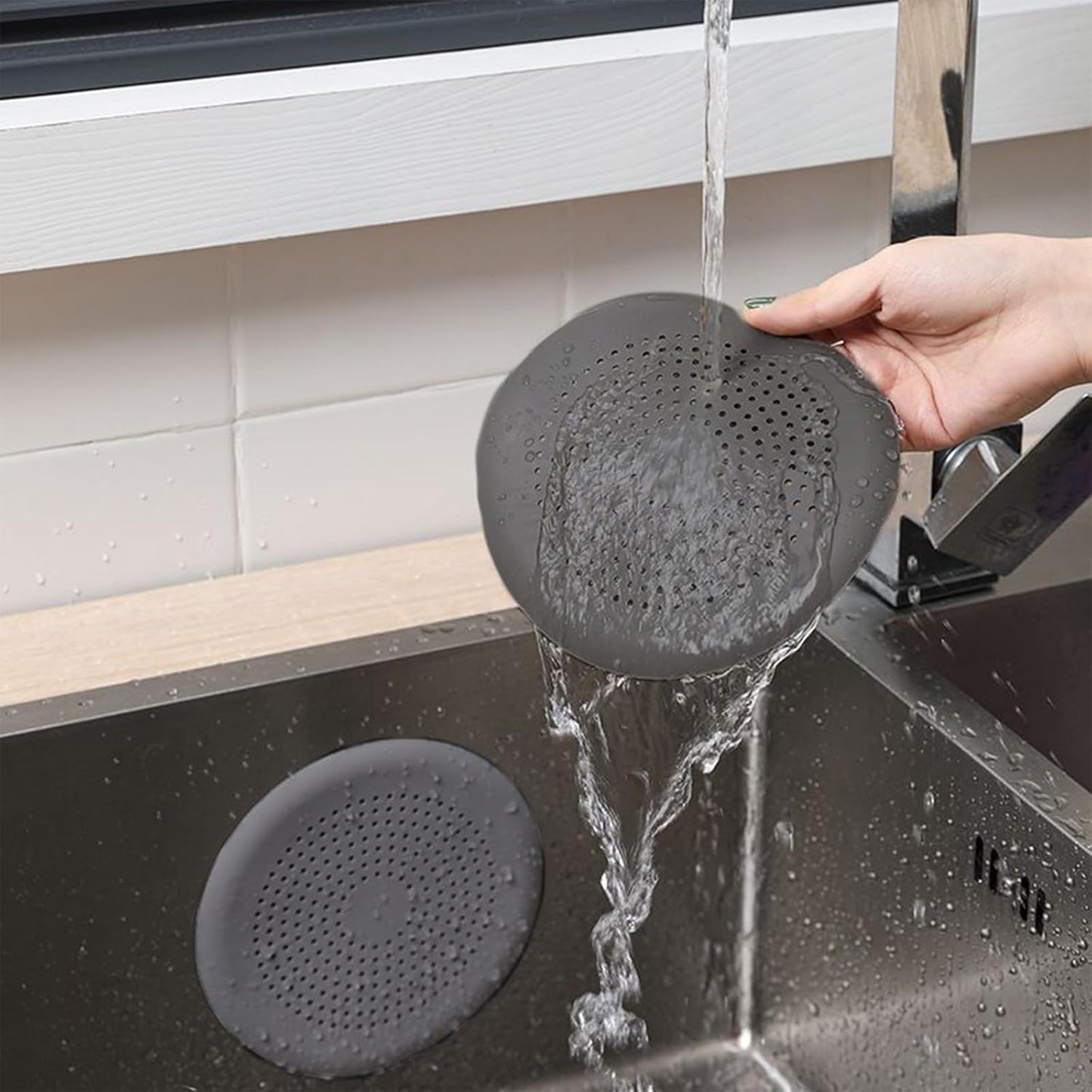 4-Pack Round Silicone Drain Covers Anti-Clog Hair Catcher for Bathroom, Shower Drain Sink Strainer with Suction Cups Effective Hair and Debris Filter