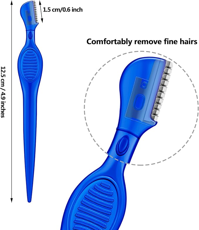 Mudder 28 Pcs Eyebrow Razor Knife Shaver Trimmer Shaver Multipurpose Exfoliating Tool Facial Hair Removal for Women Valentine Gift Giving(Blue,Royal Blue)