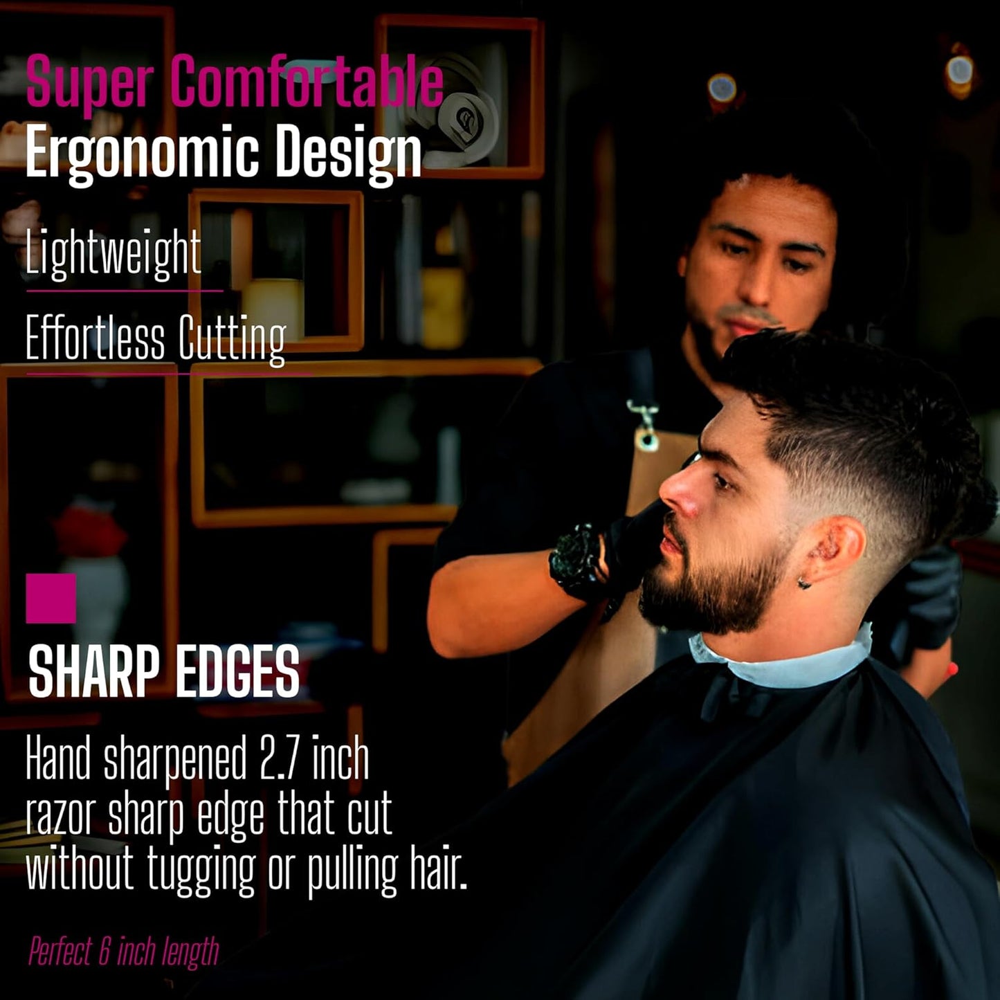 Tycon Hair Cutting Scissors Professional 6.5" – Japanese Stainless Steel, 2.7" Razor Edge Blade Barber Scissors – Ergonomic design - Precision Hair Scissors for Smooth Cutting - Salon & Personal Use