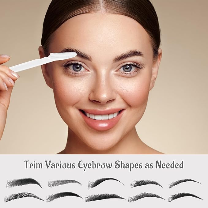 16 Pcs White Eyebrow Razor, Face Razors Multipurpose, Facial Razors for Women Men, Eyebrow Trimmers Shaver with Protective Cover, Dermaplaning Tools for Face Body Use, Facial Hair Removal Tools