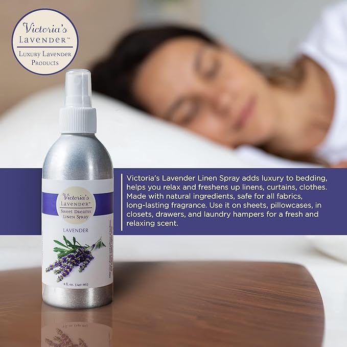 Victoria's Lavender Pillow and Linen Spray Mist (8 oz) and Aromatherapy Body Mist (4 oz) - After Sun Solar Recovery Spray with Aloe Vera and Lavender Essential Oil - Set of 3 – Made in the USA