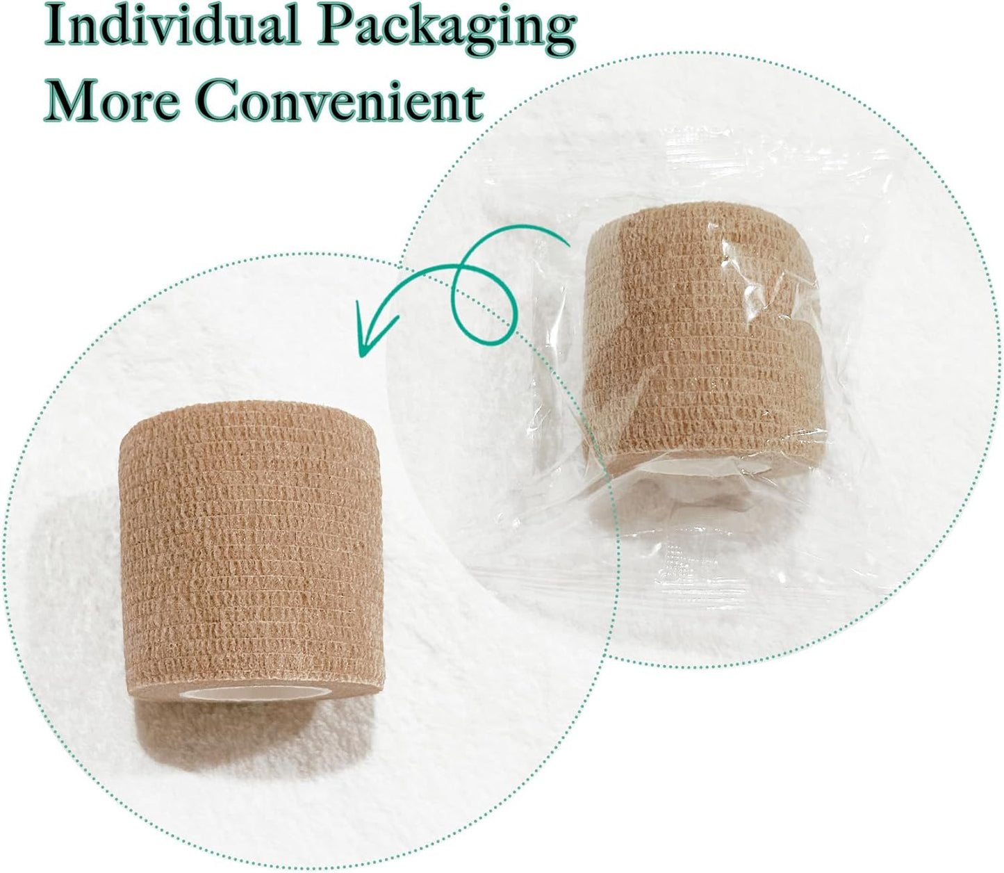 100 Rolls Self Adhesive Bandage Wrap 2 inch Cohesive Bandage Wrap Stretch Bandages Wraps Tape Elastic Self-Adherent Tape for Wrist Ankle Sports Swelling Sprains （Skin）