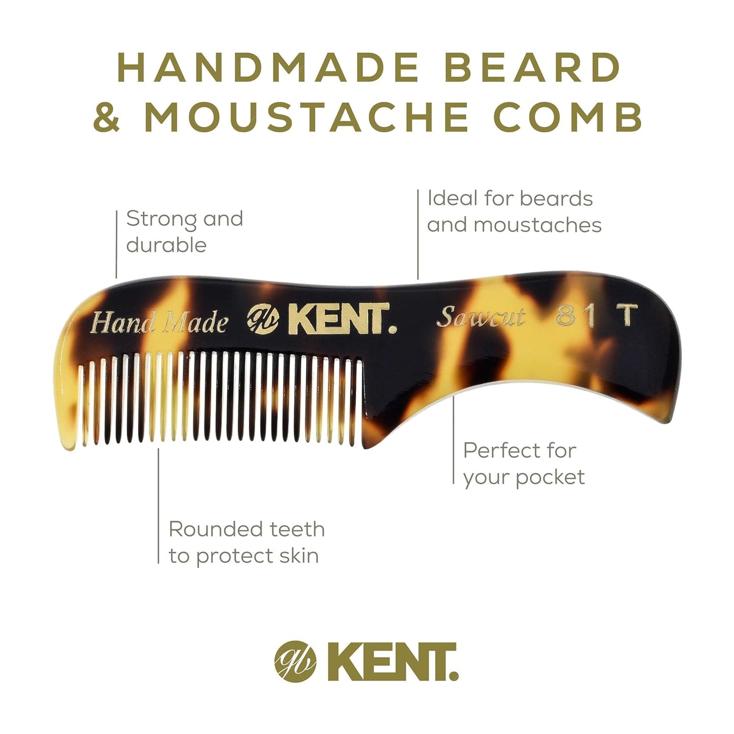 Kent Beard Comb Set Pocket Combs for Men - Pocket Beard and Mustache Comb Kit for Men for Travel and Home, Mini Combs for Mens Grooming, Handmade Kent Comb Mens Beard Grooming Set