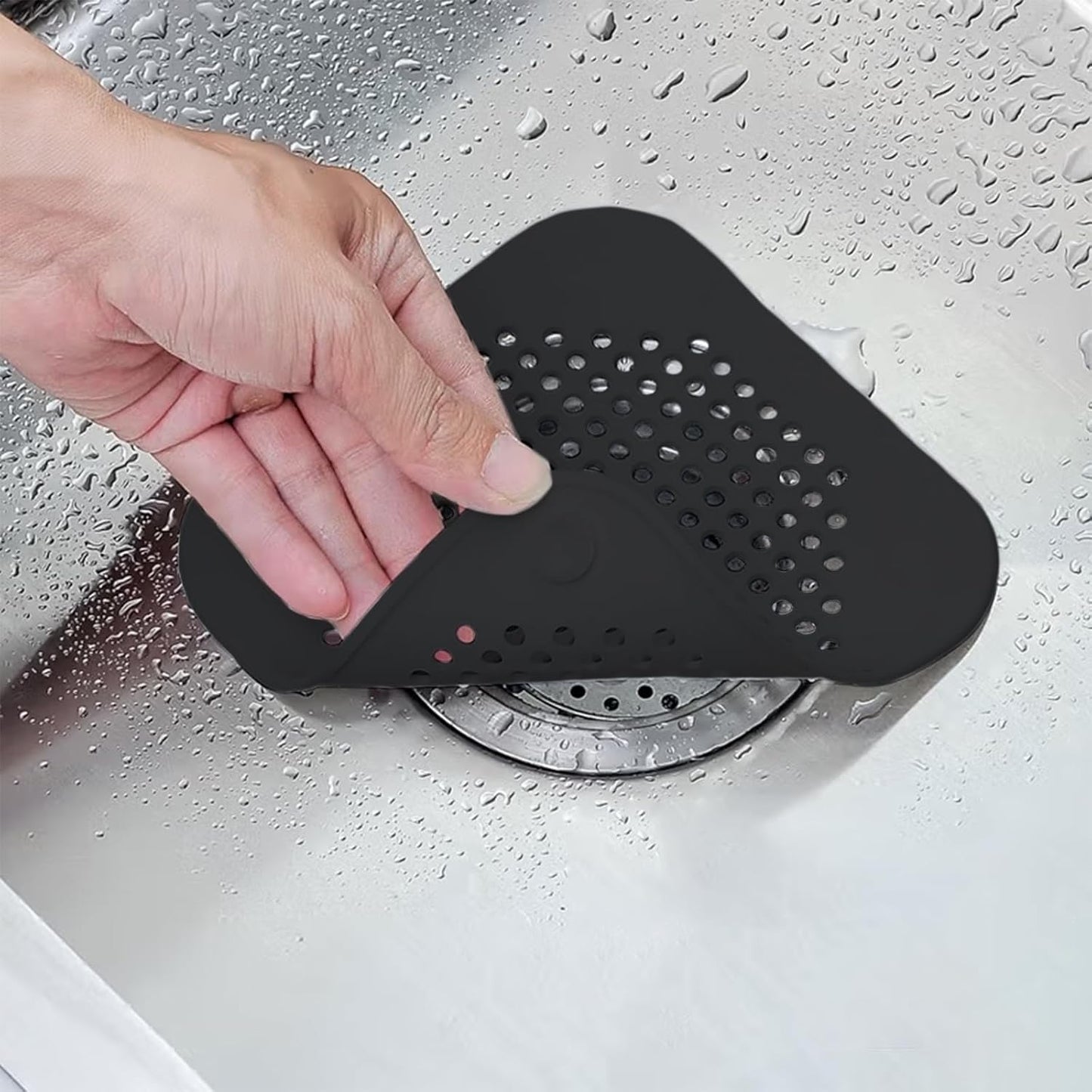 Square Silicone Sink Strainer with Suction Cups – Anti-Clogging Drain Cover for Kitchen Sink, Bathroom, and Bathtub