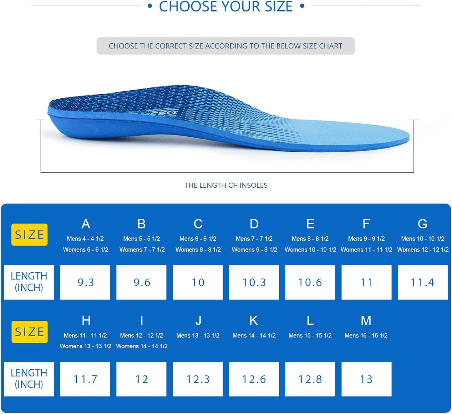 Plantar Fasciitis Feet Insoles Arch Supports Orthotics Inserts Relieve Flat Feet, High Arch (Mens 14-14 1/2)