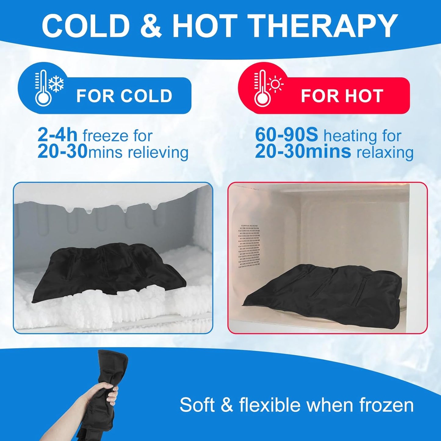 Wrist Ice Pack Wrap, Gel Compression Support, Flexible Hot & Cold Brace for Hand Injuries Reusable, Rheumatoid, Tendinitis, Swelling, Carpal Tunnel, Arthritis, Cold Pack for Pain & Muscle Therapy