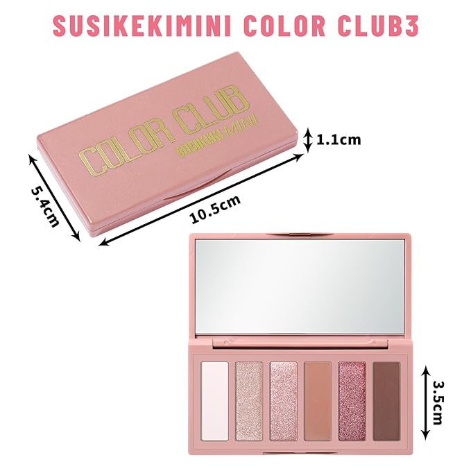 6 Colors Mini Naked Eyeshadow Makeup Palette Blush-colored Neutral Tone Eye Shadow Matte & Shimmer Nude Make Up Pallet with Mirror Blendable Highly Pigmented Travel Size Gift Kit 03