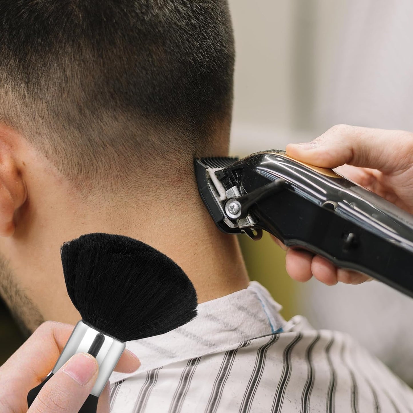 Fade Comb for Men Haircut,4PCS Fade Guide for Men Haircut Kit with Silicone Haircut Band,Barber Comb and Hairdressing Sweeping Brush,Self Hair Cutting Tool for Home DIY(Gray)