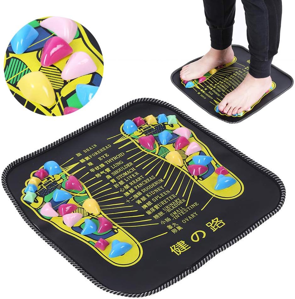 Foot Massage Mat,Acupressure Foot Mats,Reflexology Walk Stone Stone Road Foot Massage Black for Pain Relief
