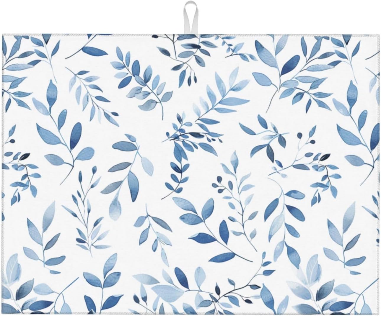 Blue Flower Dish Drying Mat For Kitchen Counter Absorbent Large Kitchen Fast Dry Pad Reusable Washable Protector Rack Large Mat 18 X 24