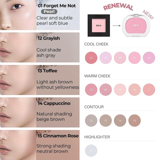 BBIA Last Blush NEW 15 Colors - Cheek Blush Shaping Shading Contour & Highlight Long-Lasting Matte Finish Natural Shades Buildable & Blendable Daily Korean Face Makeup (13 TOFFEE, Pack of 1)