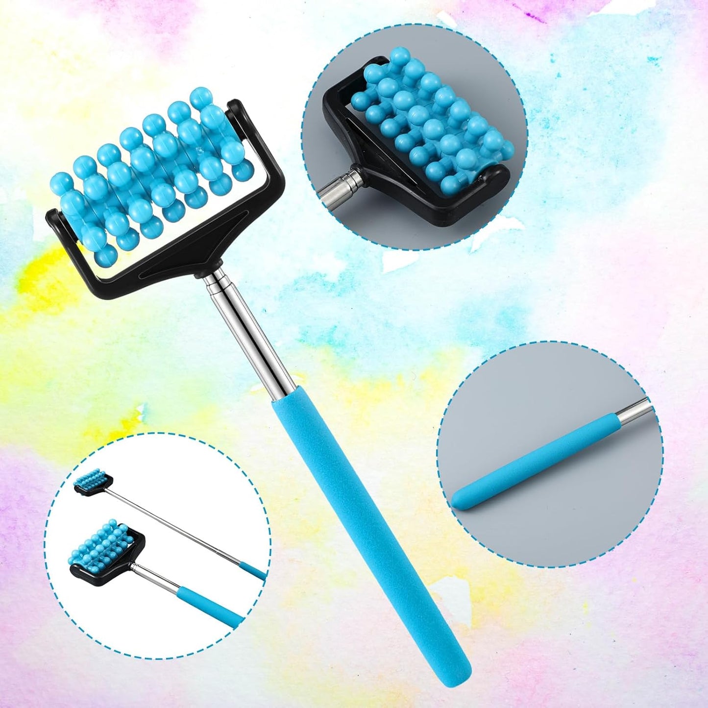 LemonRoad 25 Pieces Hand Massager Roller Bulk Telescopic Hand Roller for Muscle Massager Adjustable Back Neck Scratchers Stick Tool for Body Relax Christmas Stocking Stuffers Gift, Assorted Color