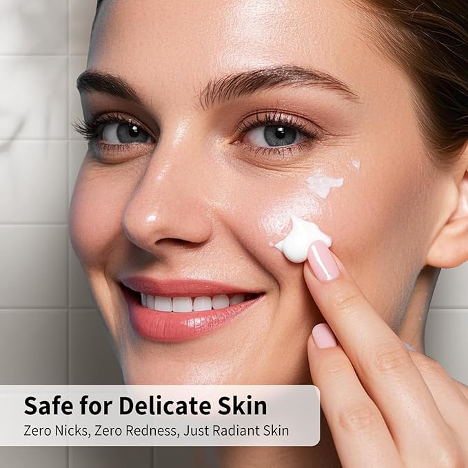 Face Razors for Women, Dermaplane Razor for Women Face, Eyebrow Razor, Facial Razors, Dermaplaning Tool, Reusable Metal Handle with 8 Microblades for Sensitive Skin, Peach Fuzz Remover, Beige