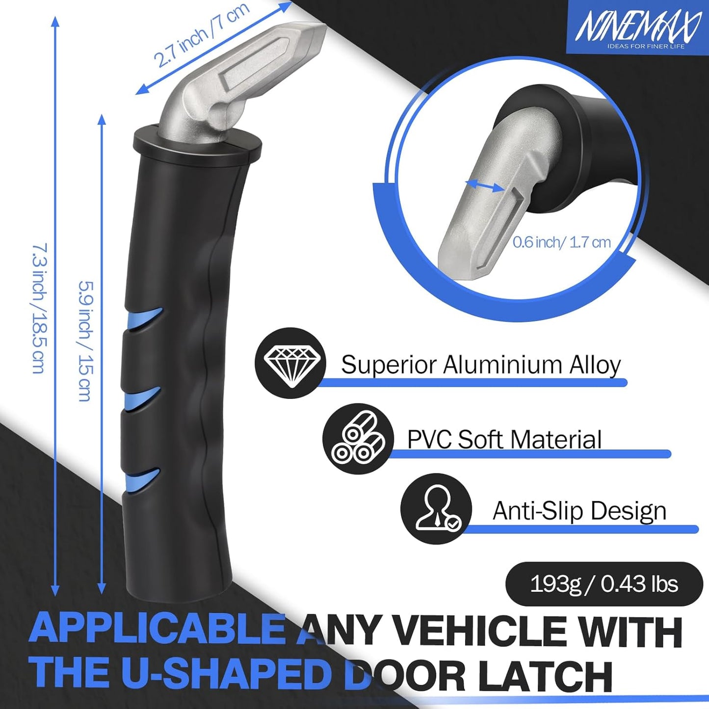 Car Door Handle for Elderly Car Handle Assist Support, Auto Grab Handles, Portable Car Door Cane for Seniors, Handicap (1 pc with Strap)