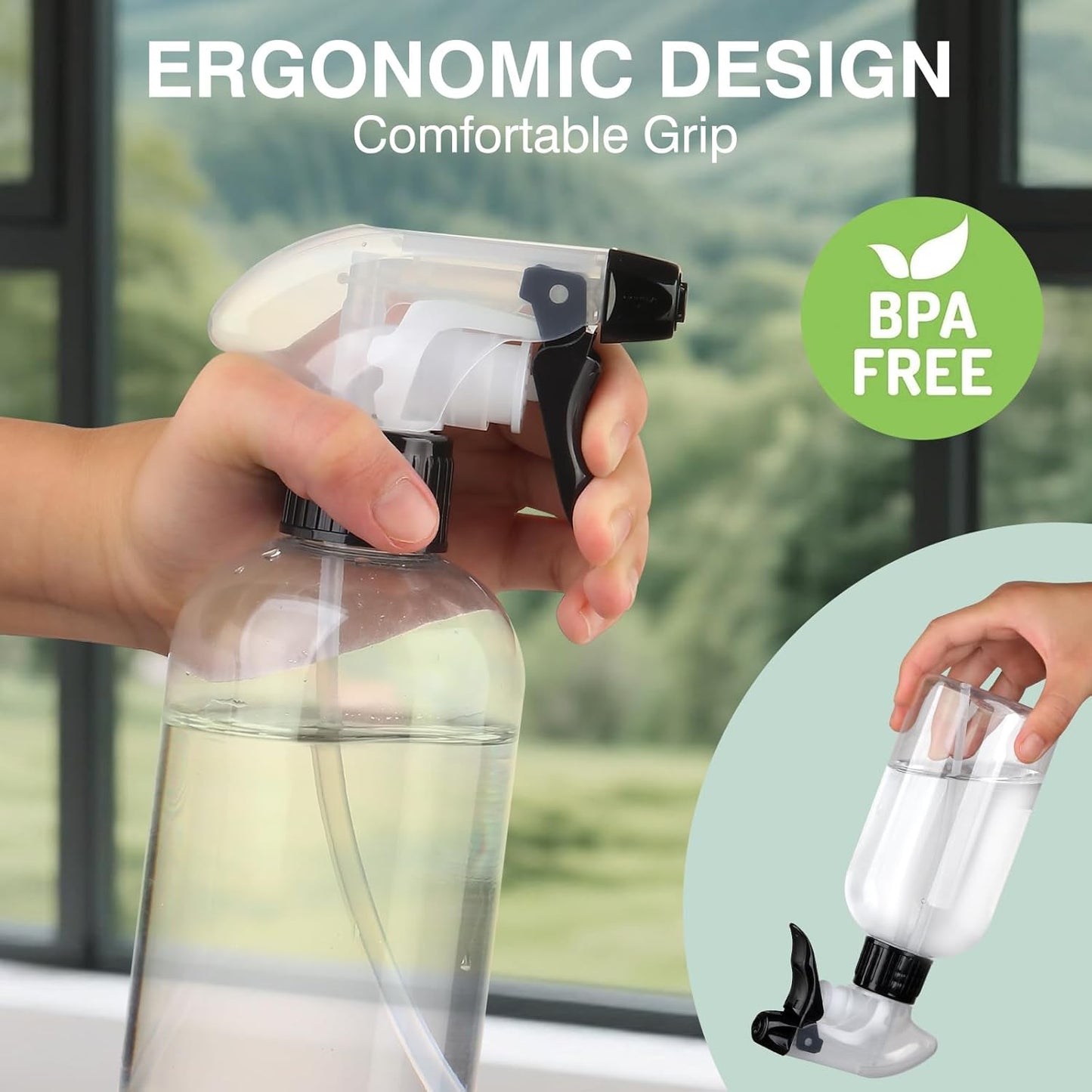 Spray Bottles BPA free Plastic Spray Bottle 10oz/300ml Adjustable Sprayer Empty Refillable Container Mist Stream for Watering Plants, Pet Training, Kitchen Cleaning