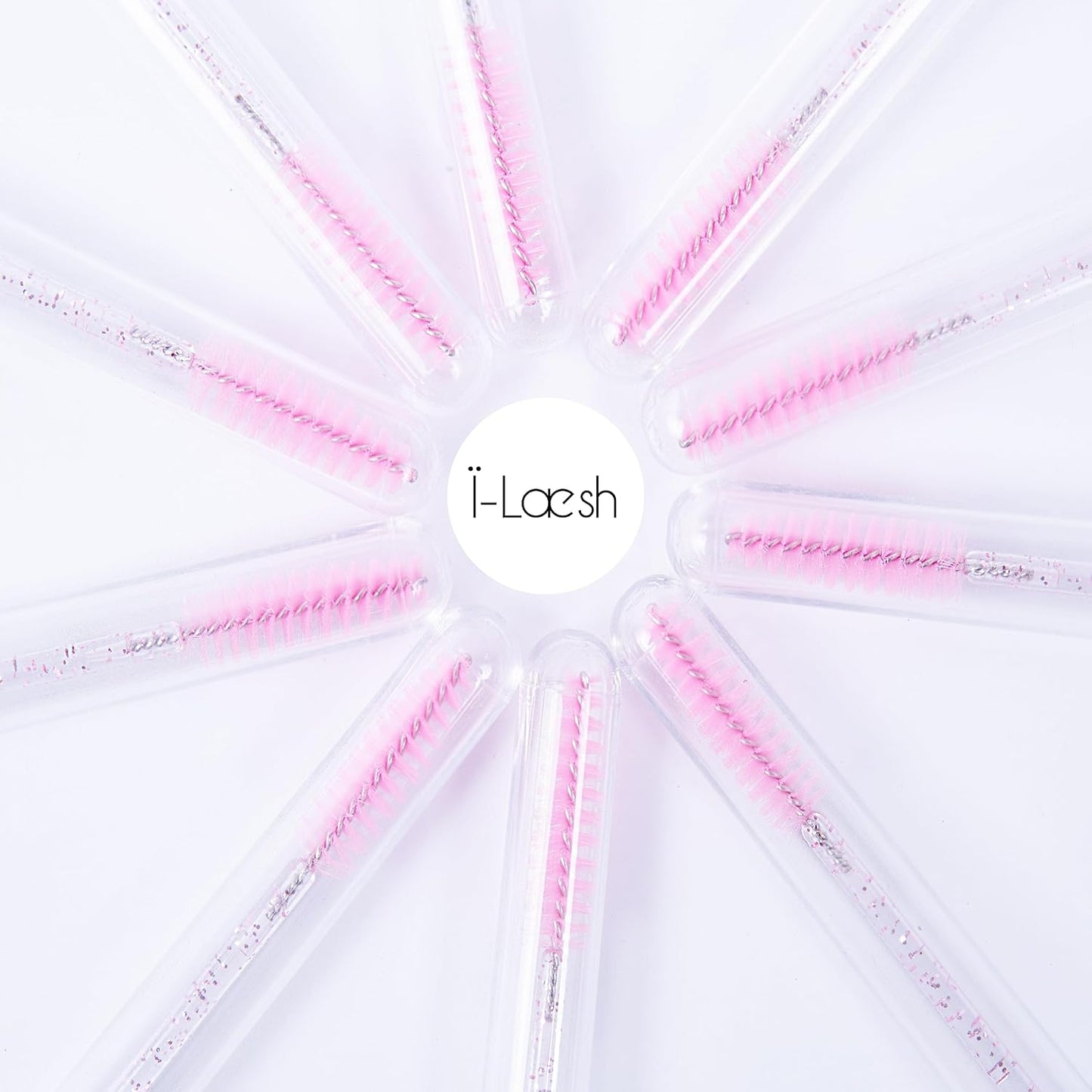 i-Laesh 20 Pcs Lash Brush Eyelash Brushes for Eyelash Extensions Spoolies Cleaning Mascara Wands Tube Diamond Disposable Makeup Tool Applicator Set Sanitary Extension Supplies (Pink Mix)