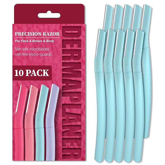 Face Razors for Women, Dermaplane Razor for Women Face, Eyebrow Razor, Facial Razors, Dermaplaning Tool, Gentle Skin Exfoliation Microblades for Sensitive Skin, Peach Fuzz Remover, 10 Count (Tidal)