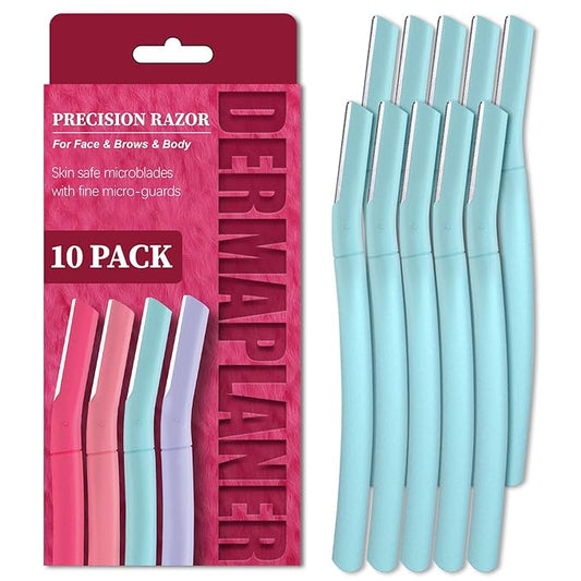 Face Razors for Women, Dermaplane Razor for Women Face, Eyebrow Razor, Facial Razors, Dermaplaning Tool, Gentle Skin Exfoliation Microblades for Sensitive Skin, Peach Fuzz Remover, 10 Count (Tidal)