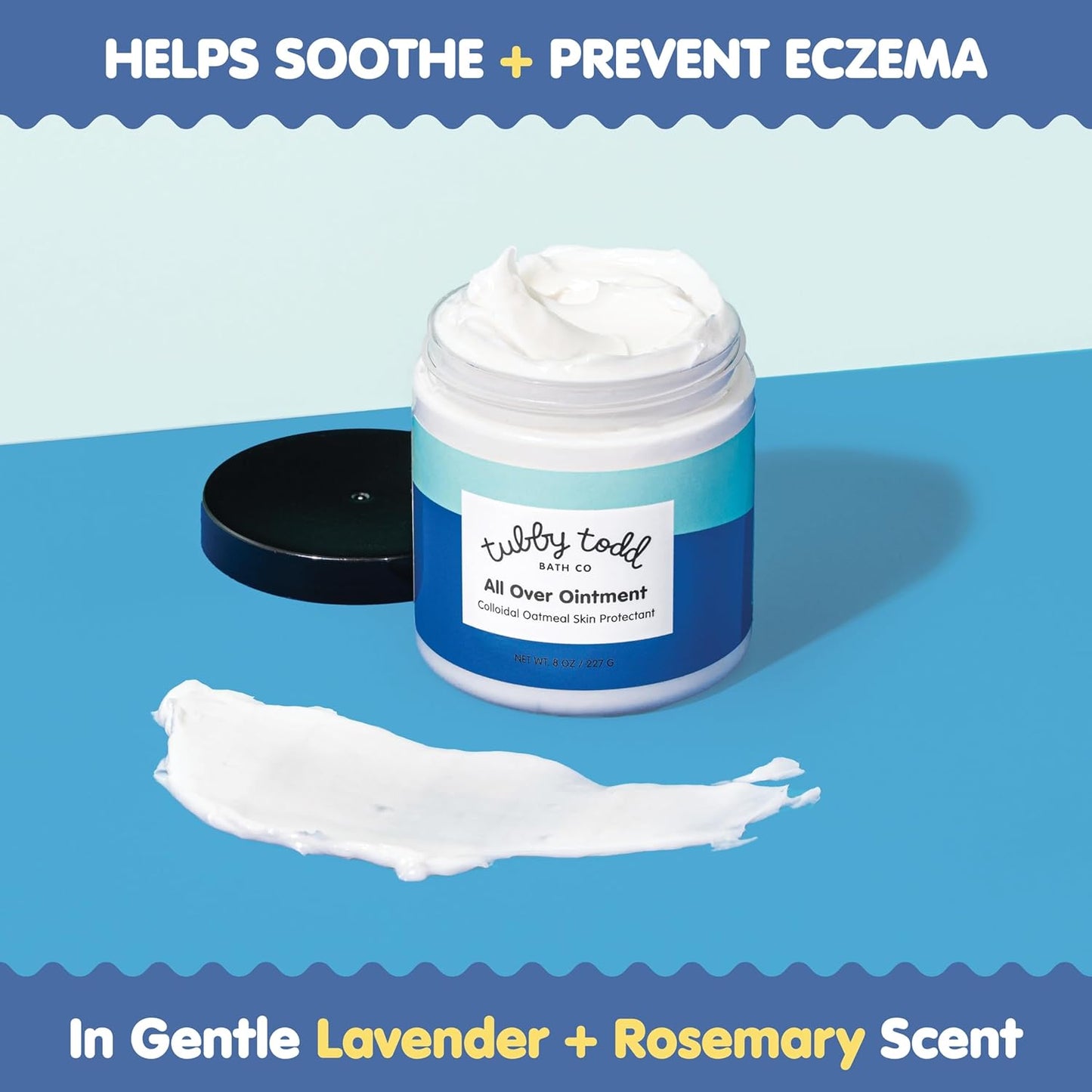 TUBBY TODD All Over Ointment - Baby Eczema Cream - Everyday Multi-Purpose Baby Skin Relief Cream - Sensitive Skin, Dry Skin & Irritation - Steroid & Gluten Free - Lavender Rosemary, 2 Pack 3.5oz & 8oz