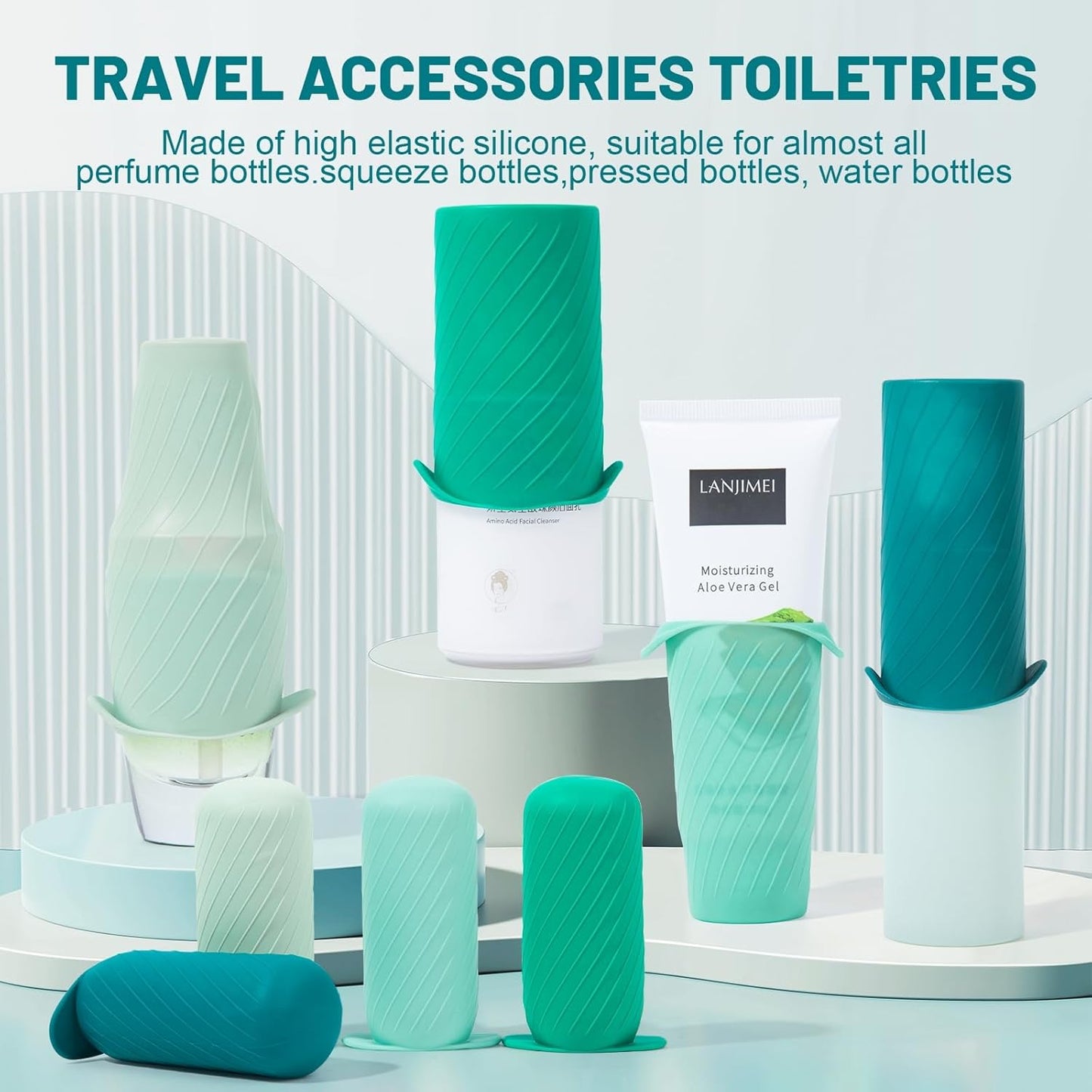 Bottle Covers for Travel, Leak Proofing, Travel Size Container Silicone toiletry sleeves, Leak Locks Travel Accessories for Shampoo Wash Body Bottles and other beauty and personal care(8pcs)