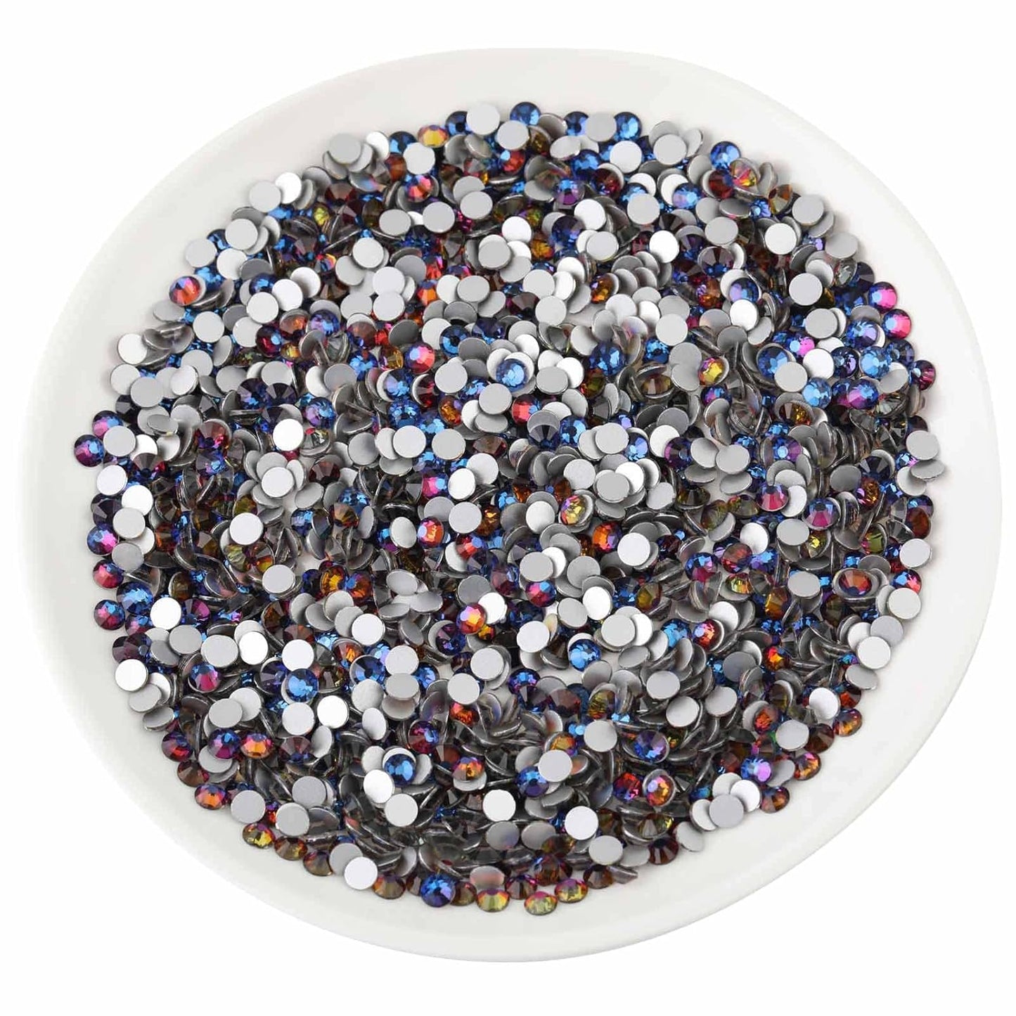 beadsland Flat Back Crystal Rhinestones Round Gems for Nail Art and Craft Glue Fix, Blue Volcano(2.9-3.0mm) SS12/1440pcs