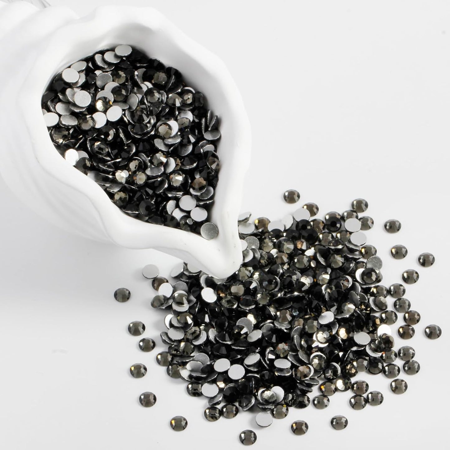 2000PCS SS20 Flatback Rhinestones | 12-Facet Diamond-Cut Glass Gems for Nail Art, Clothing, DIY Crafts |Glue-On Decoration Stones with Silver Backing(Black Diamond)