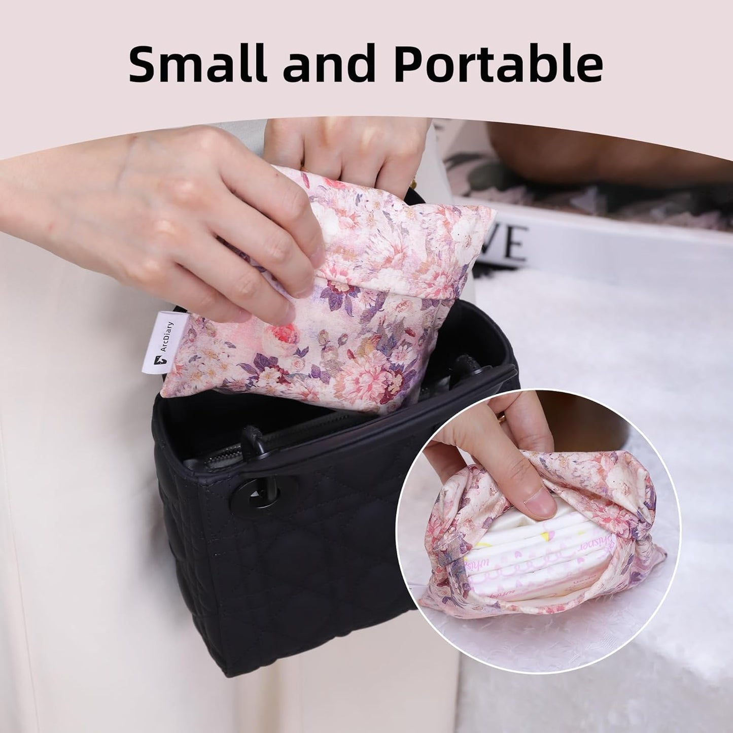 Period Bag for Teen Aged Girls, Portable Sanitary Pad Storage Bag for Teen Pads/Sanitary Napkins/Small Tampons, Feminine Menstrual Cup Pouch (Kaleidoscope)