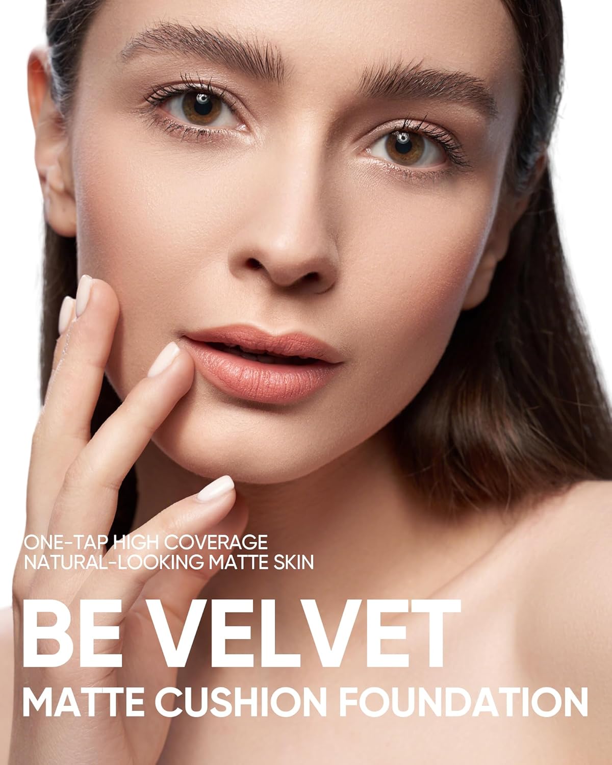 Velvet Matte Cushion Foundation Blue Ultra Cover Powder Foundation, 12h Oil-Control, Lightweight, Long-Lasting, Waterproof Korean Cushion Makeup (03 Petal)