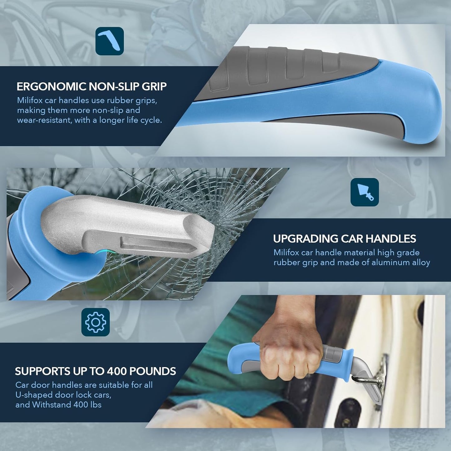 Car Door Handle for Elderly Car Handle Assist Support, Portable Auto Grab Handles for Handicap Seniors, Light Blue and Grey