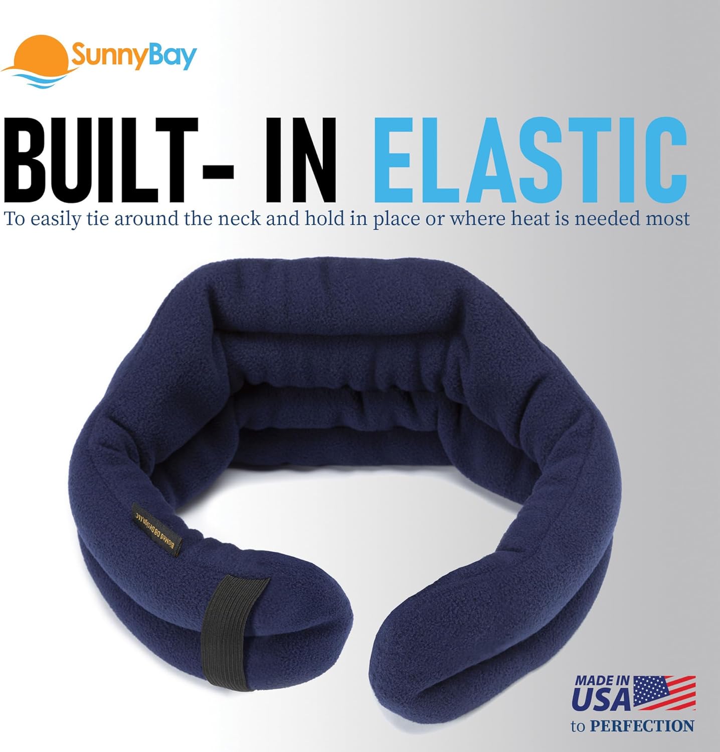 SunnyBay Microwave Heating Pad, Microwavable Heated Neck and Shoulder Wrap, Hands-Free Weighted Moist Hot or Cool Pack, Soft Fleece Cover and Flaxseed Filling, 26 Inch Length, Made in USA, Navy