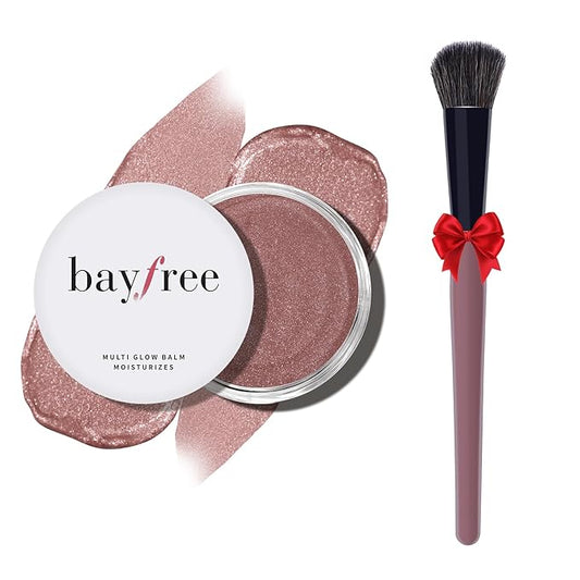 Multi Cream Blush & Blush Brush Set, Korean Makeup Blush for Cheeks, Multi-Use Face Balm, Lightweight & Hydrating, Blendable Color, Non-Greasy, Soft Bristles for Radiant Finish (Nude Gardenia)