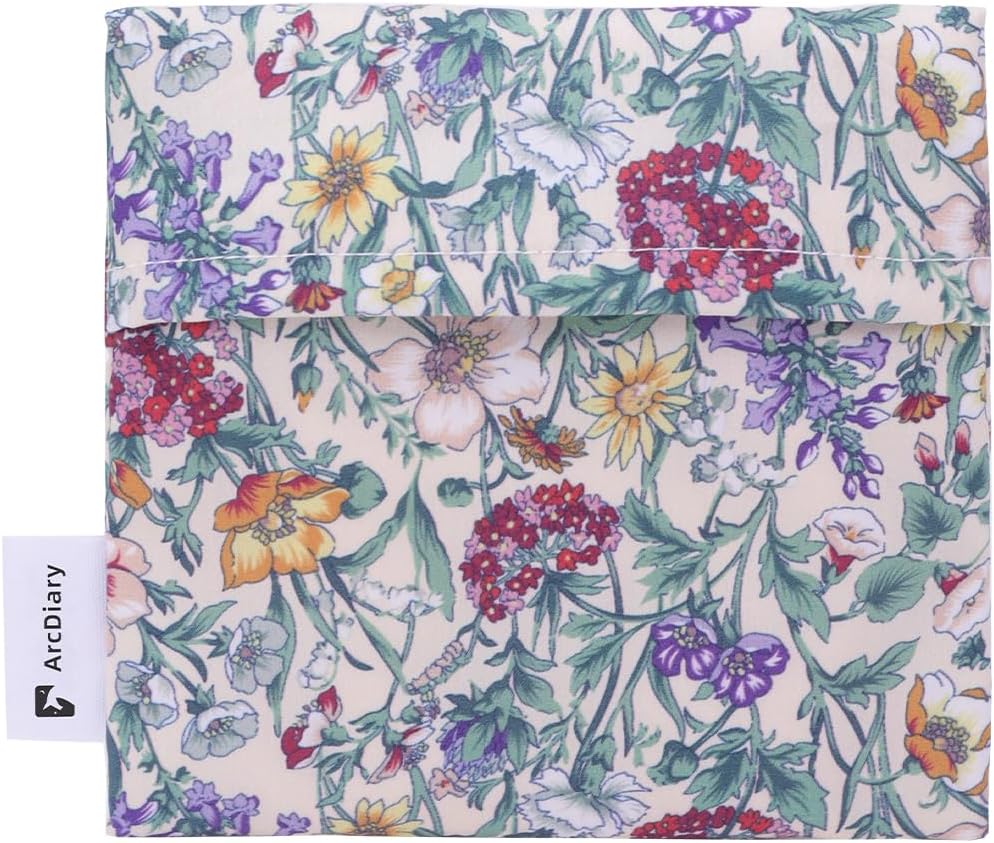 Period Bag for Teen Aged Girls, Portable Sanitary Pad Storage Bag for Teen Pads/Sanitary Napkins/Small Tampons, Feminine Menstrual Cup Pouch (Iris Meadow)