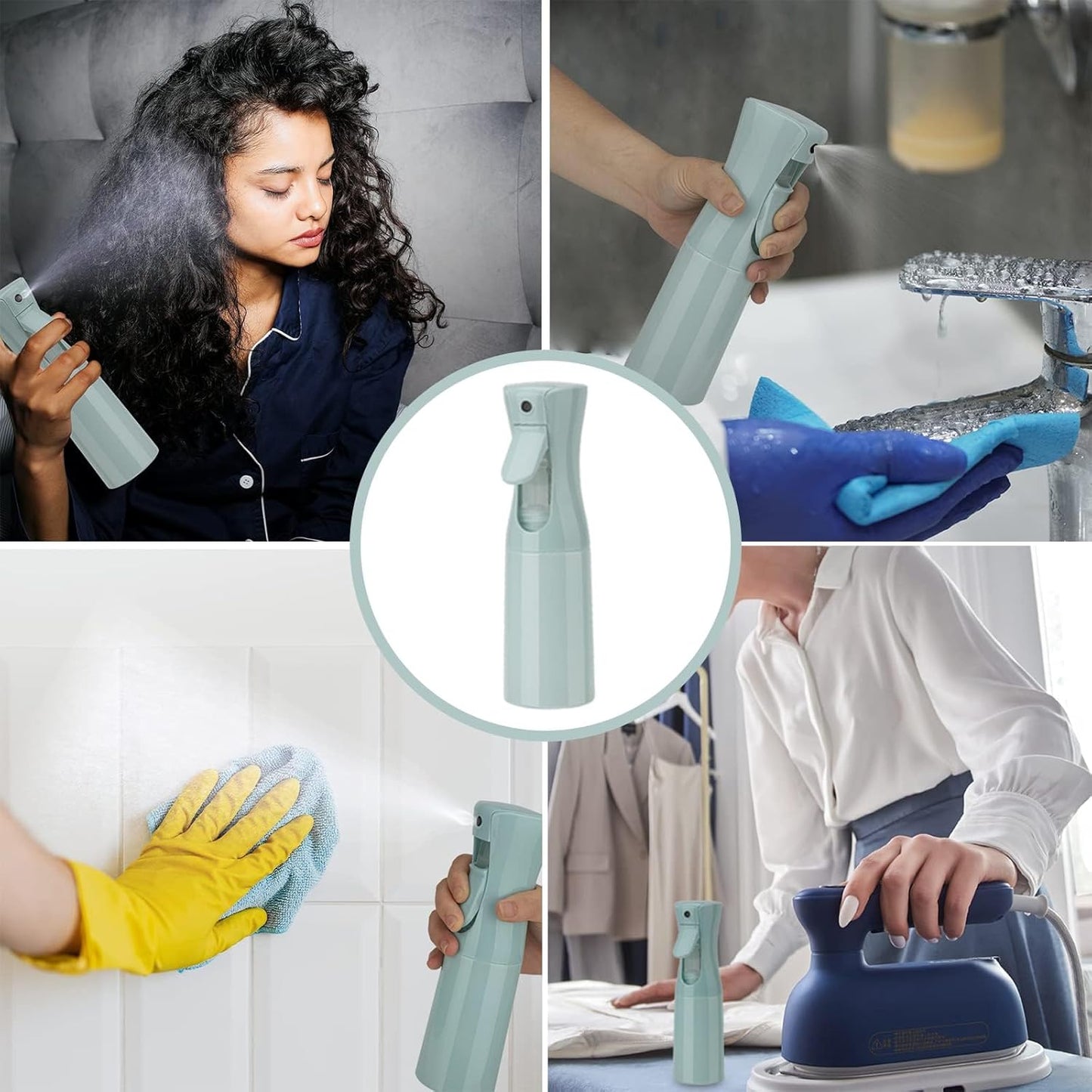 Spray Bottle for Hair (6.8OZ /200ML) Continuous Ultra Fine Mist Sprayer for Hair, Salons, Barber, Plants, Skin Care, Cleaning 2 Pack Blue