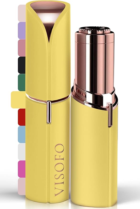Facial Hair Removal for Women | Electric Razor Device Small Mustache Dermaplaning Remover Tools Tweezers Epilator Trimmer Face Dermaplane Shavers Beauty Gadgets Set Accessories by VISOFO (Citrine)
