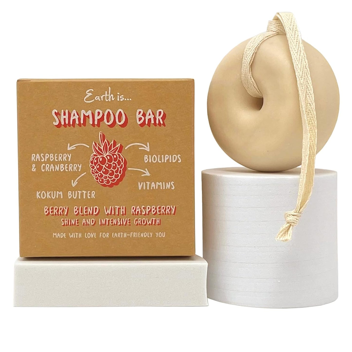 EARTH IS... Shampoo Bar - All Hair Types – Mild Natural Shampoo – Eco-Friendly – Plastic Free - PH-Balanced – Vegan – Sulfate Free – Biodegradable – Zero Waste, 3.7 oz (Berry Blend with Raspberry)