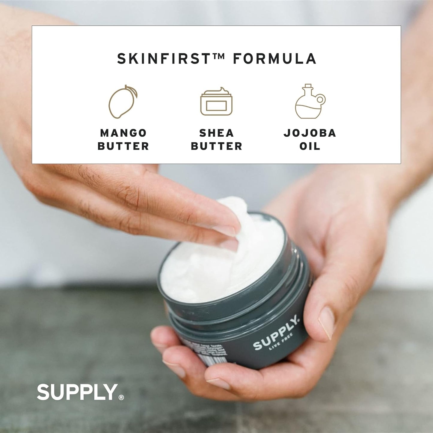 SUPPLY Ultra Lather Shaving Cream - Juniper & Bergamot - Lathering, Men's Shaving Cream - Hypoallergenic, Naturally Soothing, Noncomedogenic - Protects Against Razor Burn and Irritation - 3.4 Oz Jar