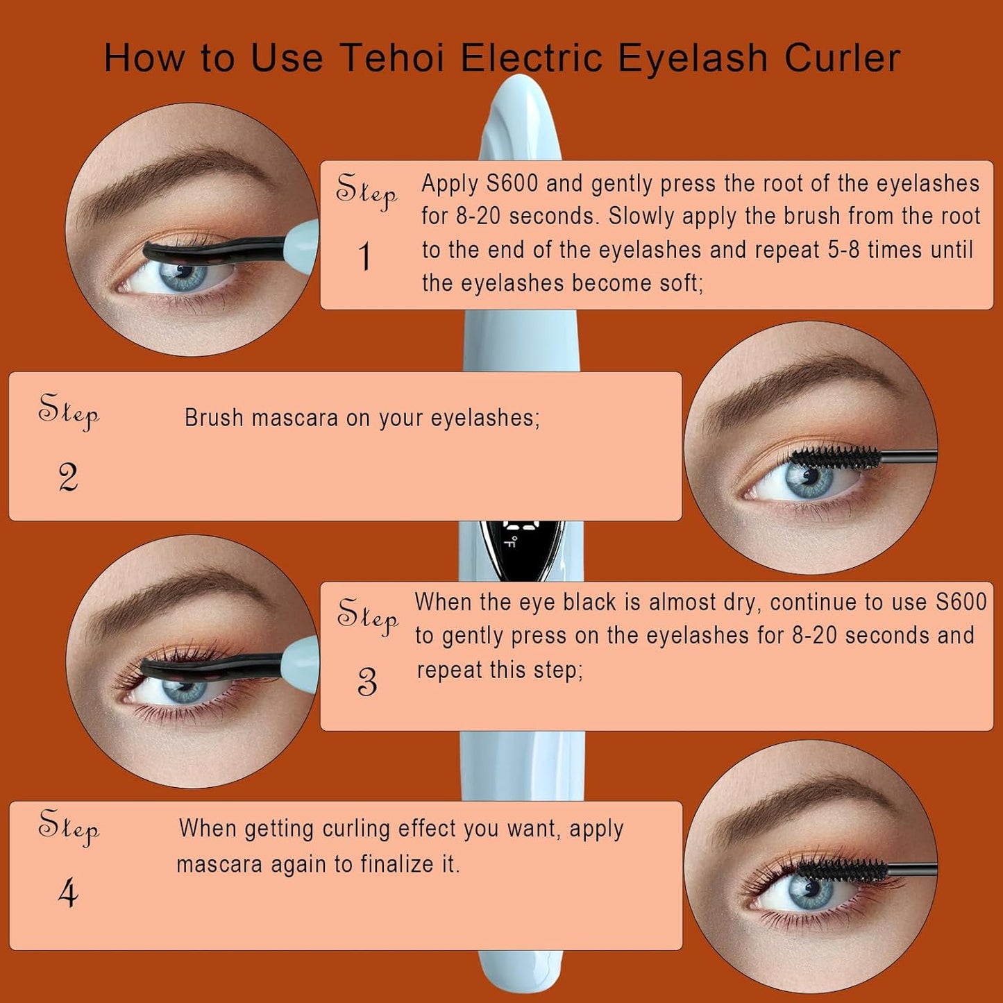 S600 Heated Eyelash Curler - Lash Curler Heated with Accurate Temperature Control, Intelligent Auto Power Off for Natural Makeup & Long-Lasting Curls | Heated Lash Curler (Blue+Silver)