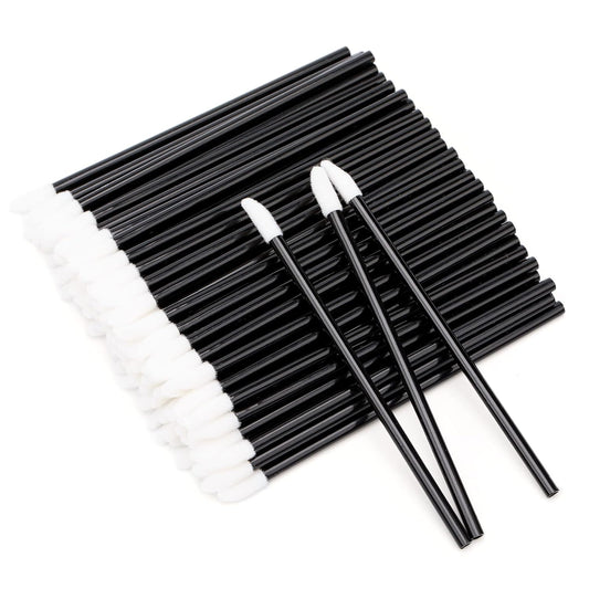 G2PLUS 100PCS Lip Gloss Applicators, Disposable Lip Brushes Lip Gloss Applicators Lipstick Gloss Wands Applicator Perfect Makeup Tool Kits (Nylon Black)