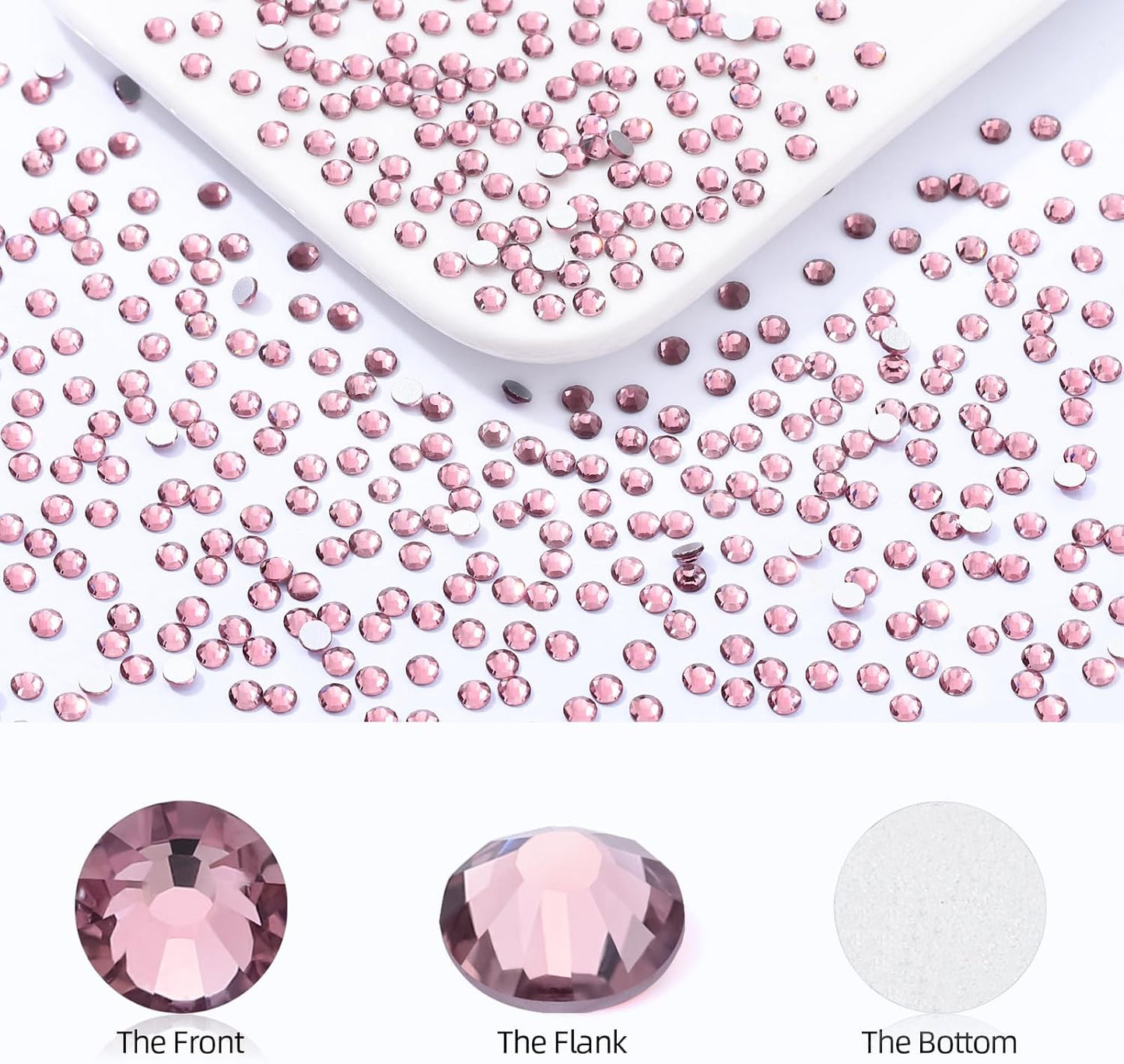 Light Amethyst Flatback Rhinestones, Glass Rhinestones for Nail Art and Craft, Glue Fix, Loose Crystal Gemstones(Lt.Amethyst, SS8, 2880pcs, 2.3-2.5mm)