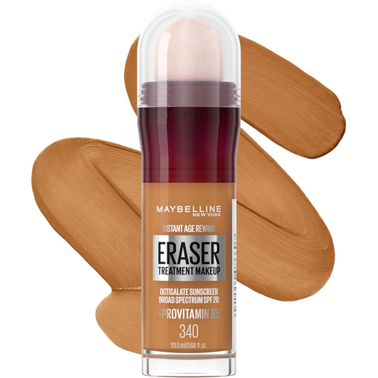 Maybelline Instant Age Rewind Eraser Foundation with SPF 20 and Moisturizing ProVitamin B5, 340, 1 Count