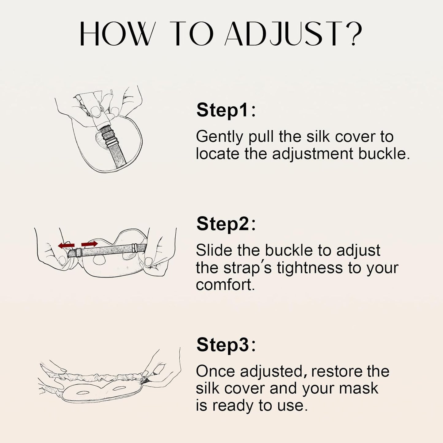 ZIMASILK Adjustable 22 Momme 100% Mulberry Silk Sleep Mask, Upgraded 3D Contoured Cup Eye Mask for Sleeping, Super Soft & Breathable Blindfold, Blackout for Deep Sleeping (Beige)