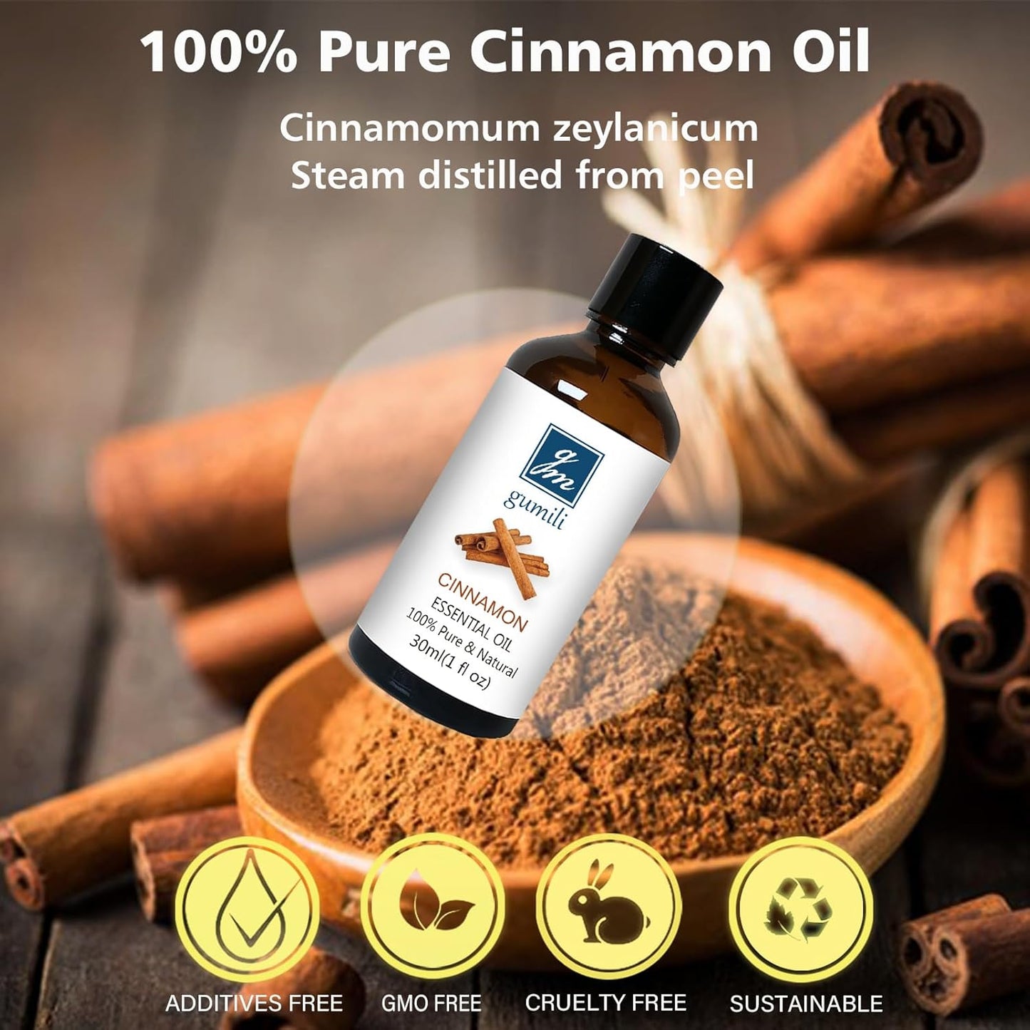 Cinnamon Essential Oil, 100% Pure Undiluted Cinnamon Oil for Diffuser, Massage - 30ml/1 oz