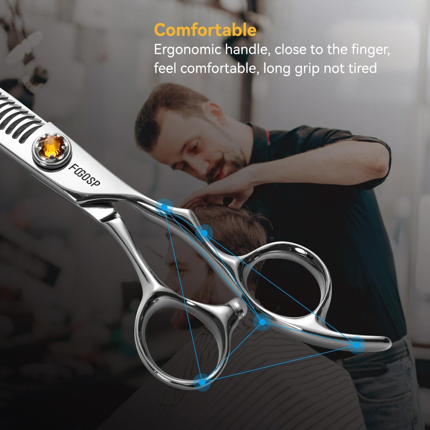 Hairdressing Scissors Extremely Sharp Offset Design Using VG10 Stainless Steel for Barbers & Salon Stylists Smooth Motion Fine Craftsmanship Barber Scissors (Thinning & Blending Shears)
