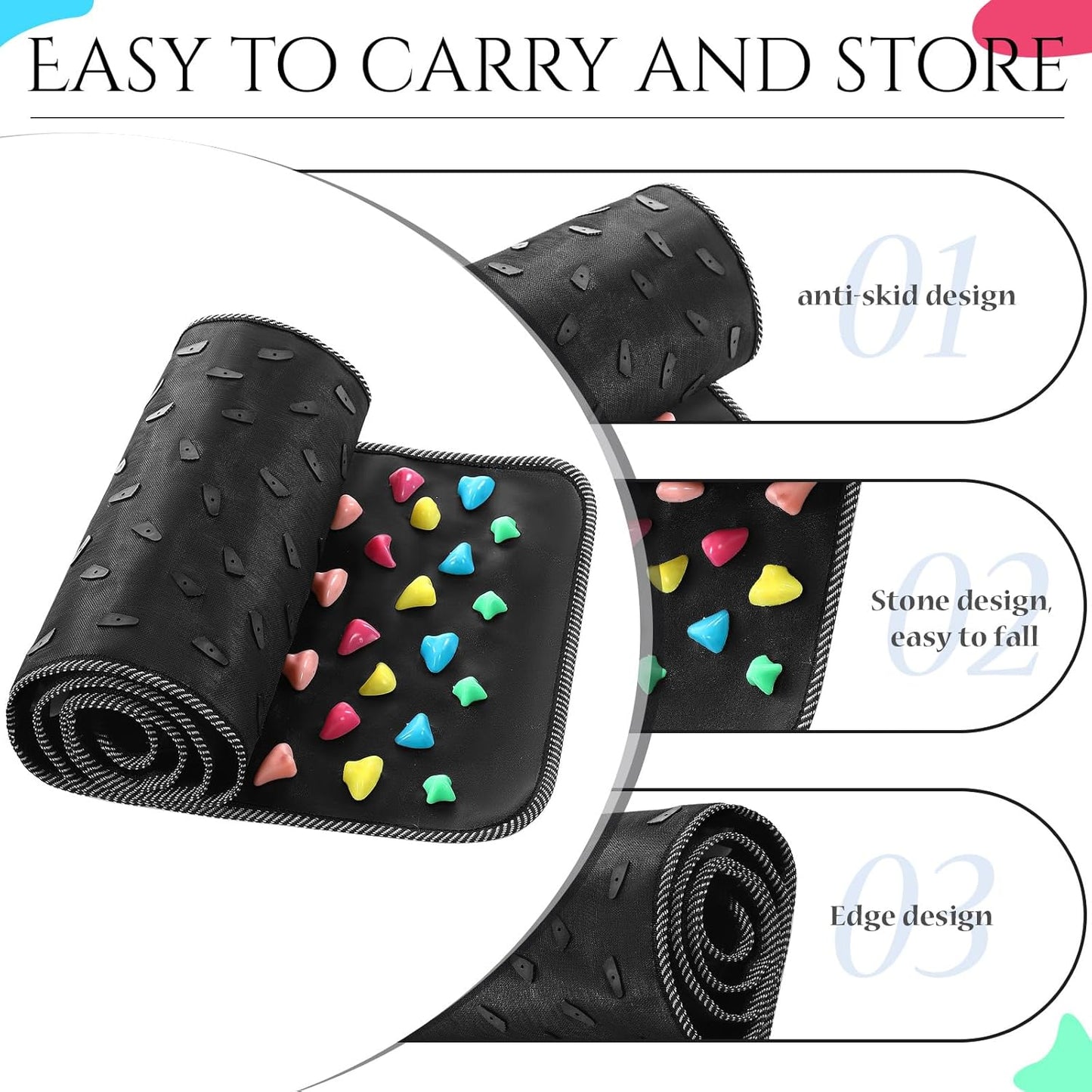 TrelaCo Foot Massage Mat Reflexology Walk Stone Road Foot Massage Acupoint Mat for Acupressure Relaxes for Long Sitting Elderly Students and Office Workers (13.78 x 47.24 Inches)